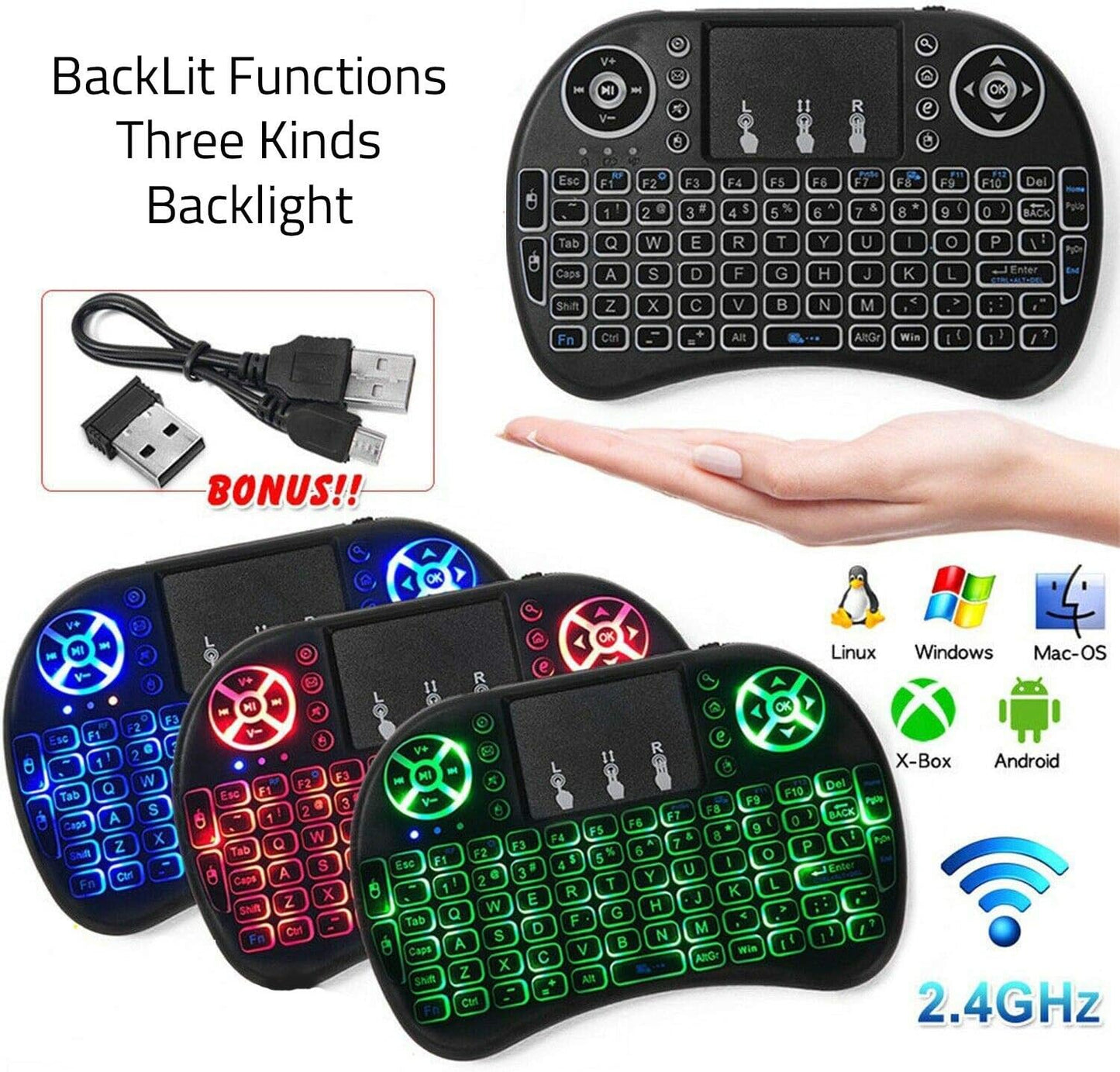 Wireless Mini Keyboard Remote Control Touchpad Mouse Combo Controller