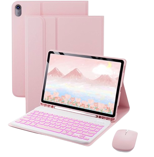 Ipad 10th and 11th Gen Case with Bluetooth Keyboard (PINK)