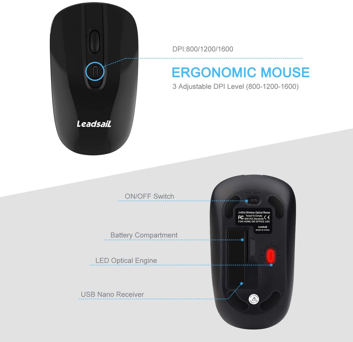 LeadsaiL Wireless Compact Keyboard & Mouse